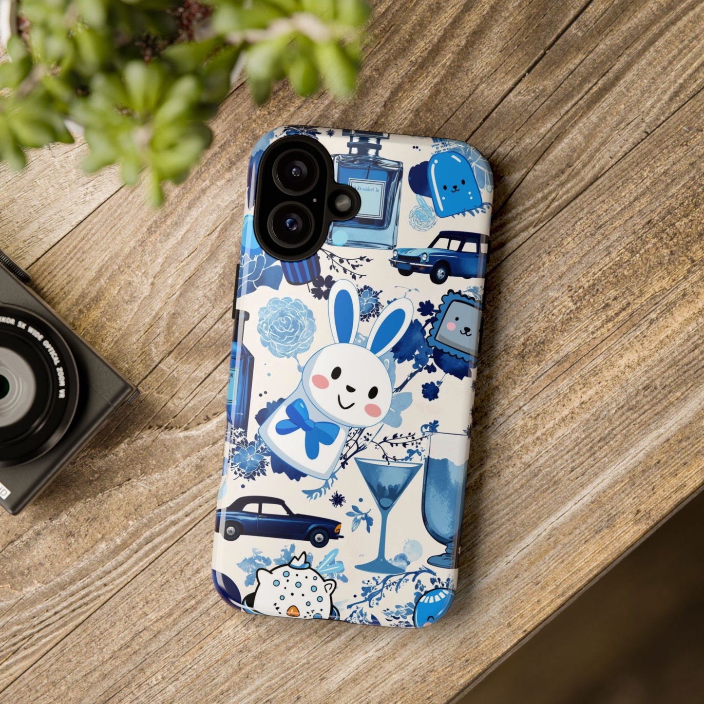 Blue Bunny & Car Themed Phone Case