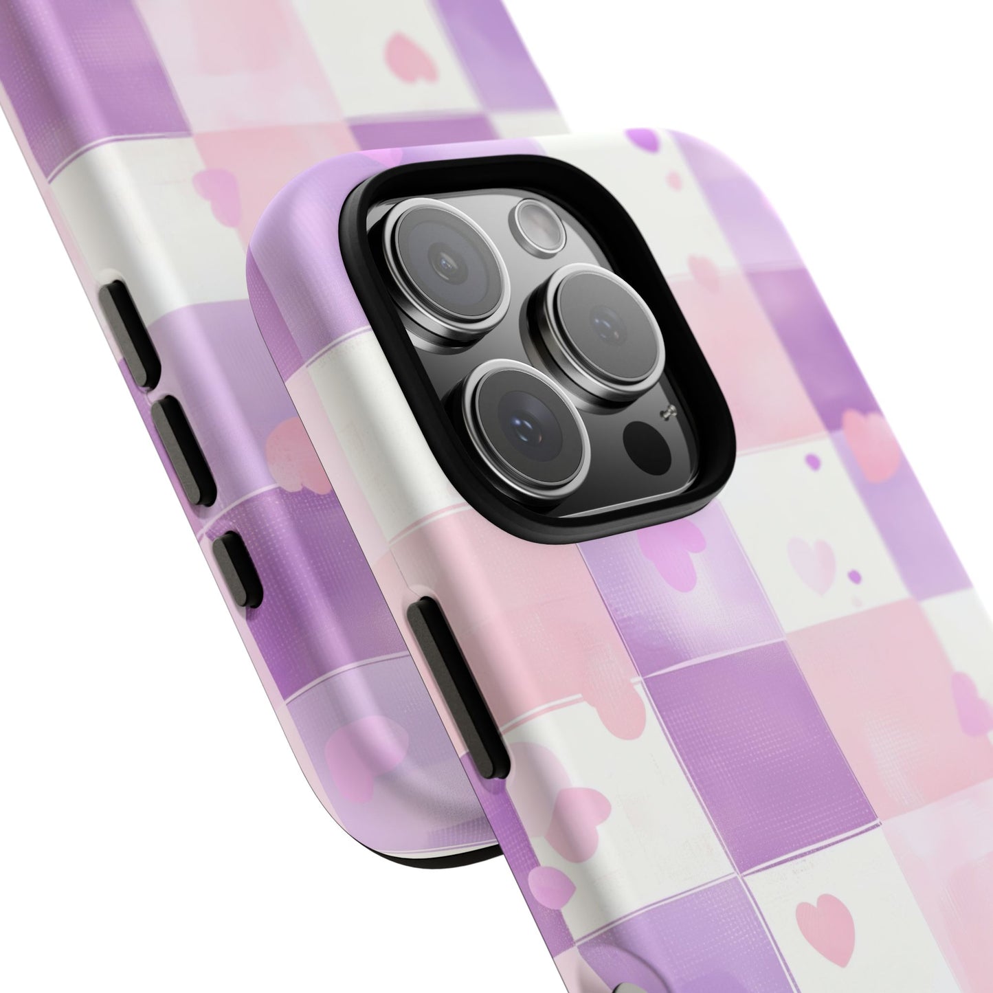 Kawaii Heart Gingham Phone Case for iPhone, Samsung, Google Pixel