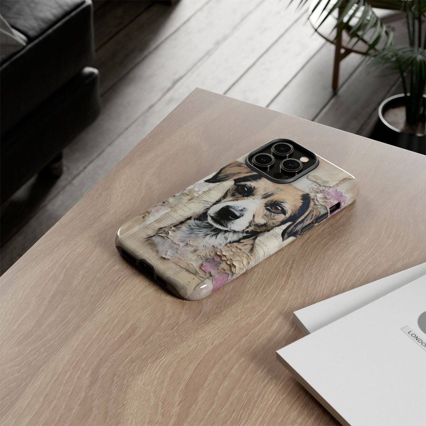 Vintage Collage Dog Portrait Mobile Cover – Artistic Mixed Media Design