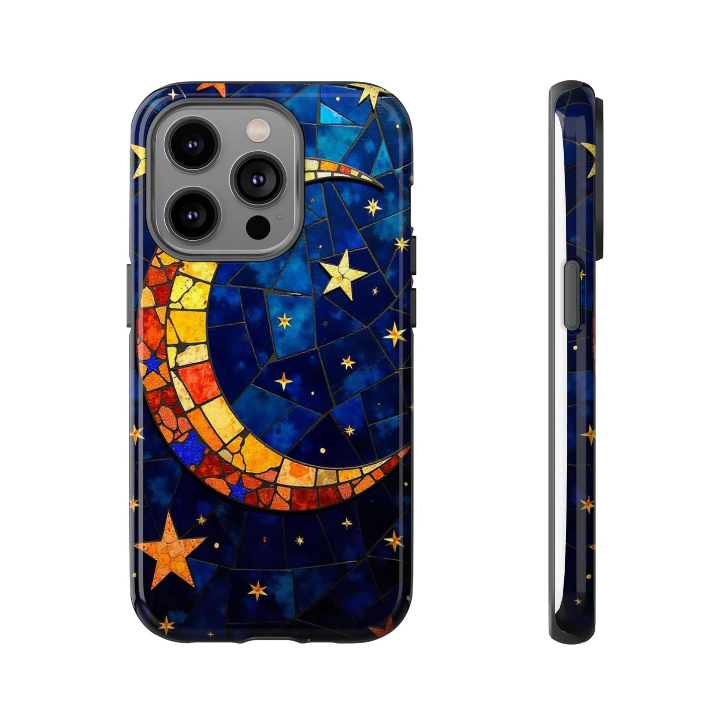 Celestial Crescent: Vibrant Moon and Stars Phone Case