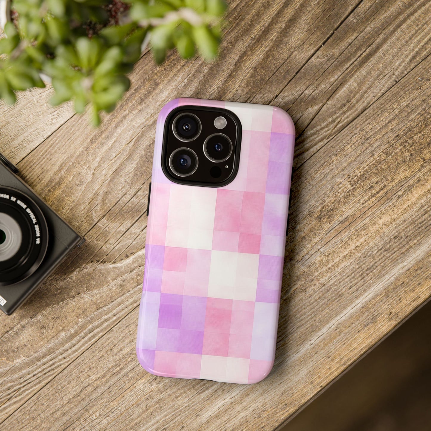 Kawaii Gingham Pastel Phone Case for iPhone, Samsung, Google Pixel