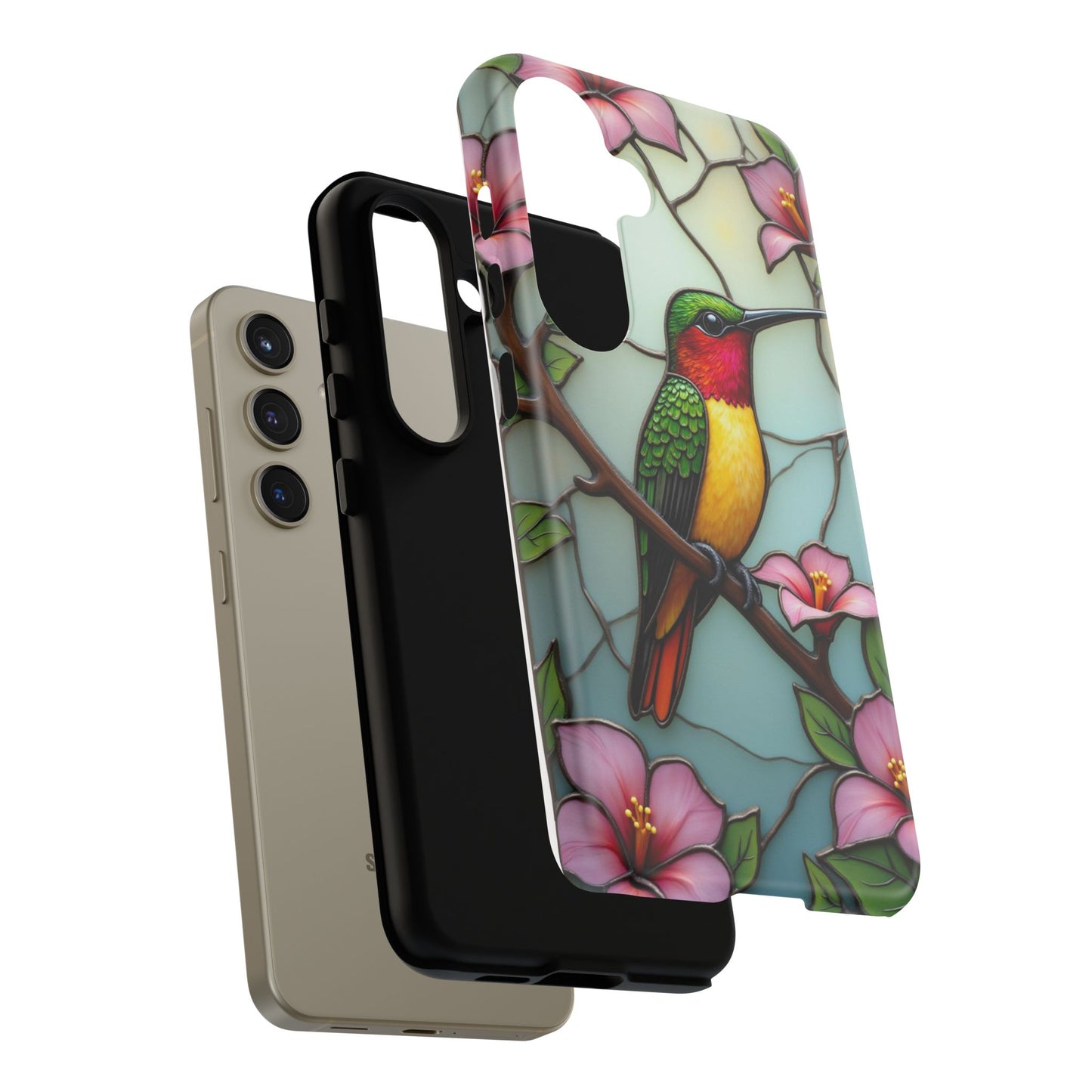 Elegant Hummingbird with Floral Mosaic | Artistic Nature Design