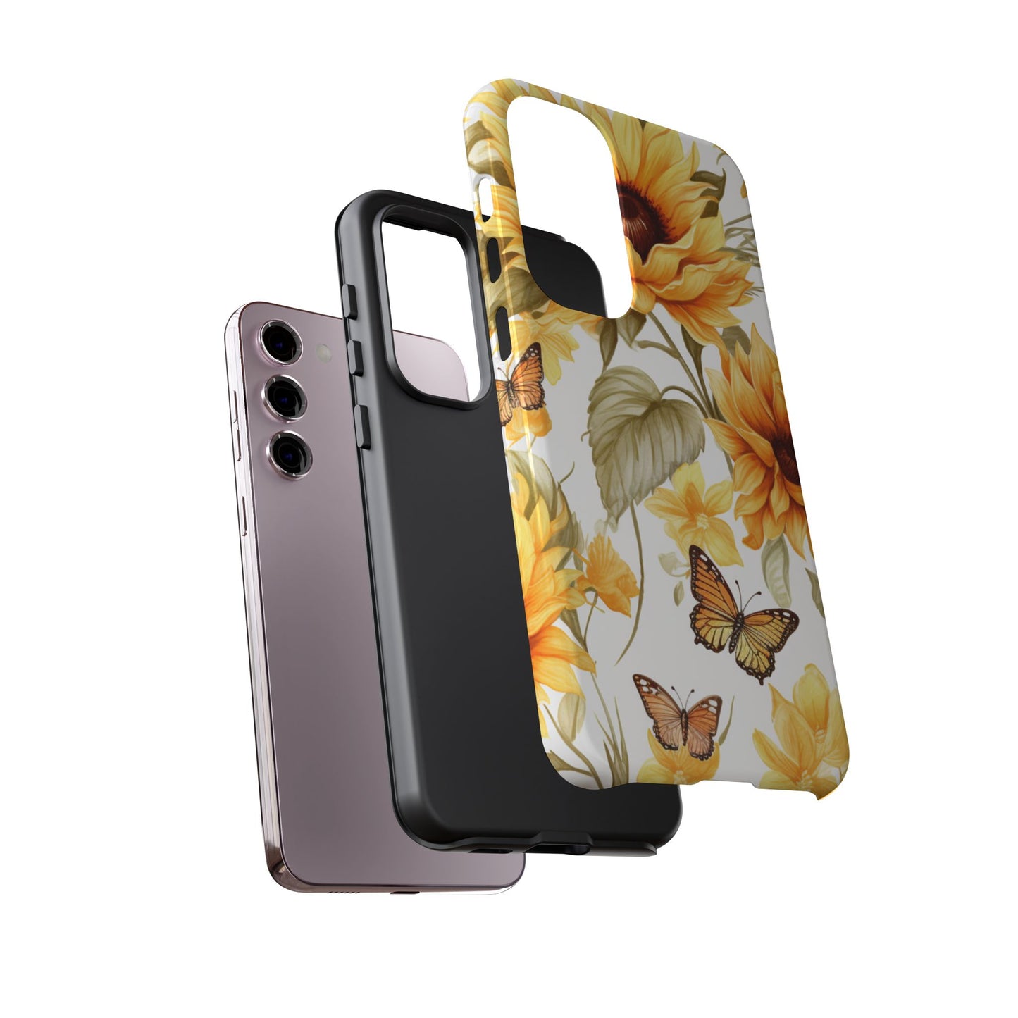 Golden Sunflower & Butterfly Phone Case – Warm & Elegant