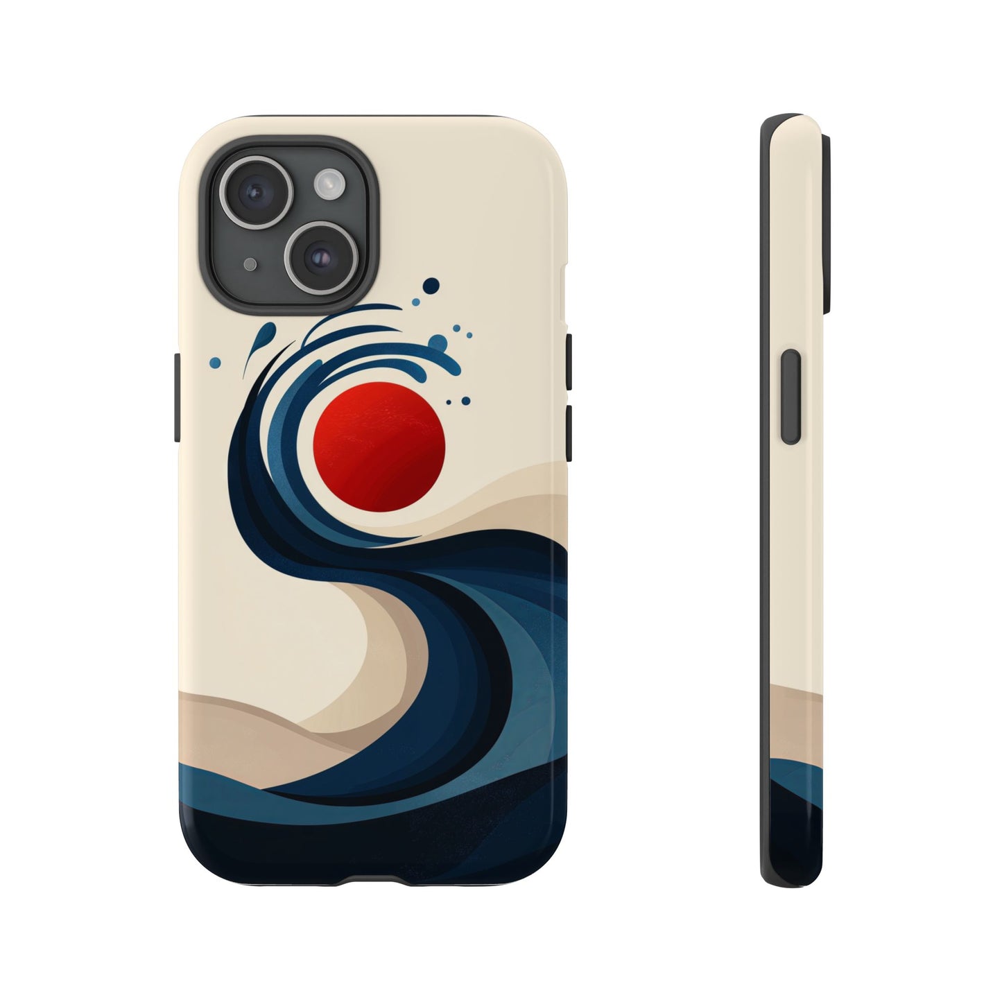 Red Sun Wave – Minimalist Abstract Ocean Case for iPhone, Google Pixel, Samsung