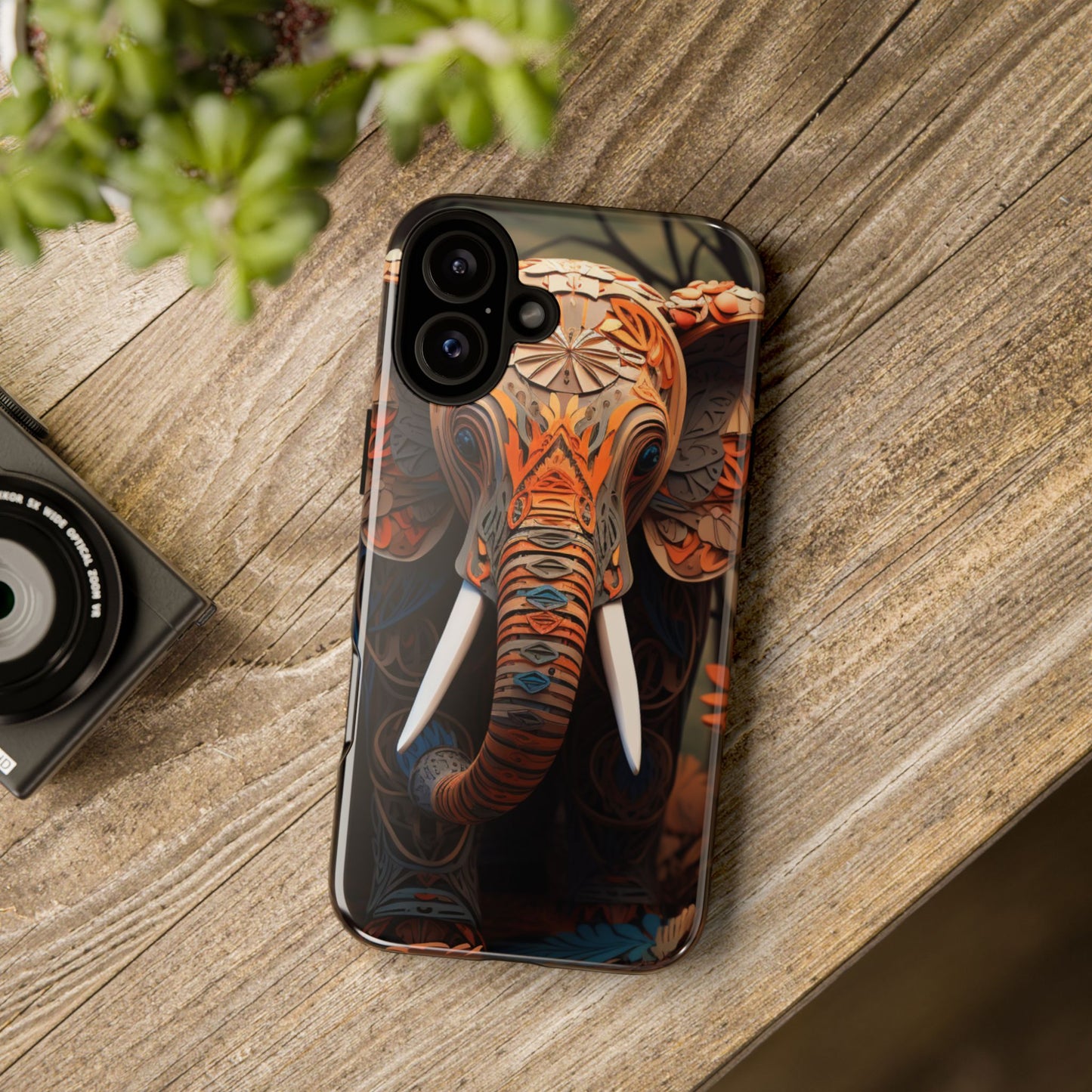 Elegant Artistic Elephant Mobile Cover – Intricate Paper-Cut Design