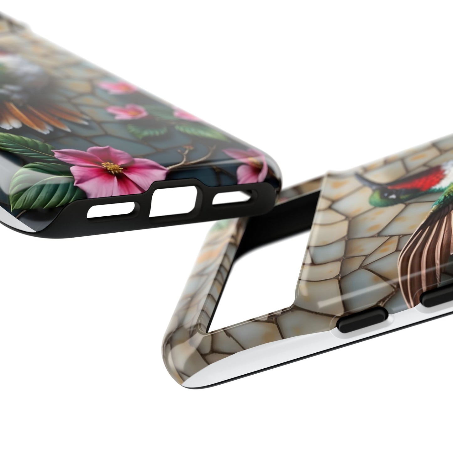 Vivid Hummingbird with Blossoming Branches | Artistic Mosaic Style