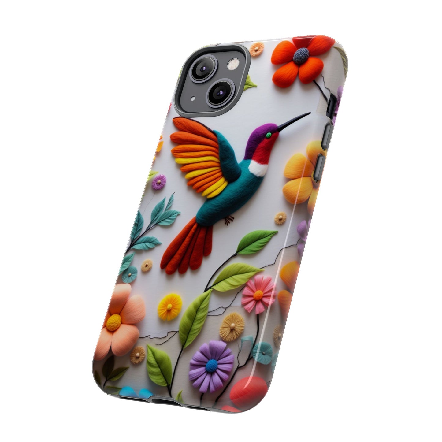 Embroidered Hummingbird with Floral Design | Nature's Elegant Stitch | iPhone 16 Pro