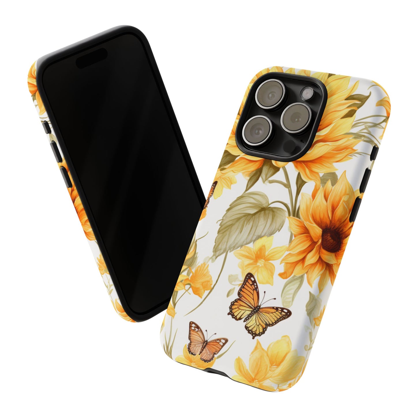 Golden Sunflower & Butterfly Phone Case – Warm & Elegant