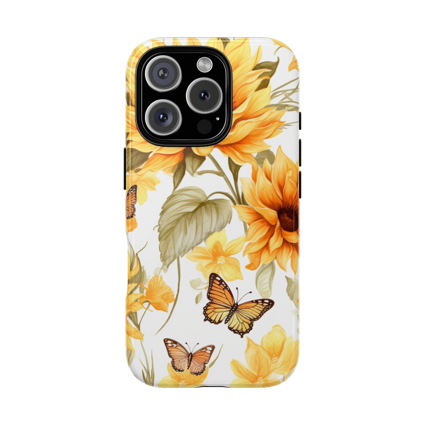 Golden Sunflower & Butterfly Phone Case – Warm & Elegant