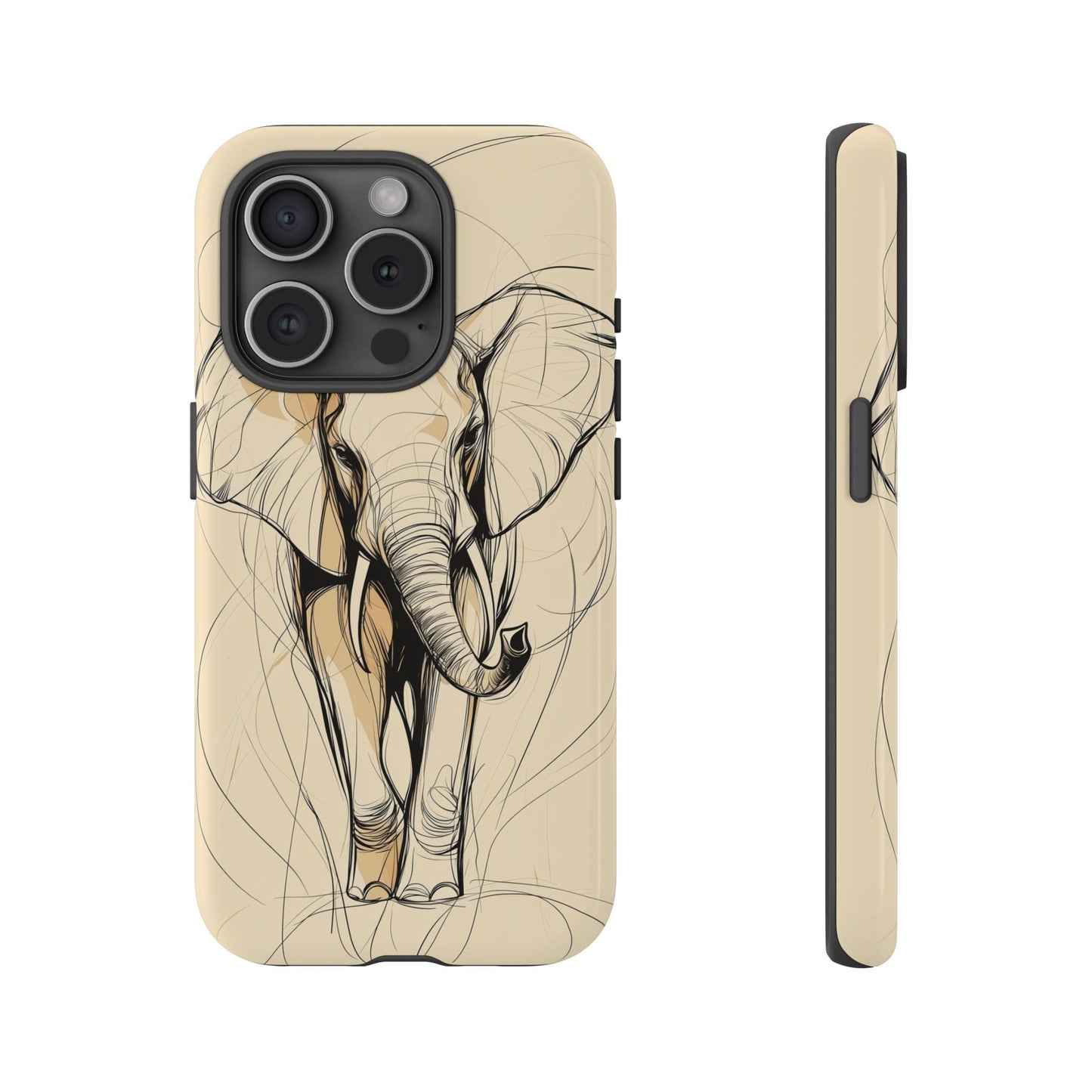 Majestic March: Dynamic Elephant Line Art Phone Case for iPhone, Samsung & Pixel