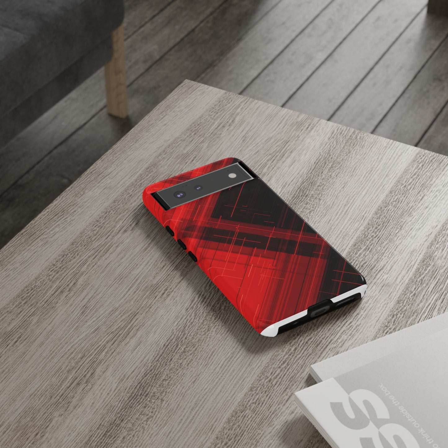 Abstract Red and Black Geometric Pattern