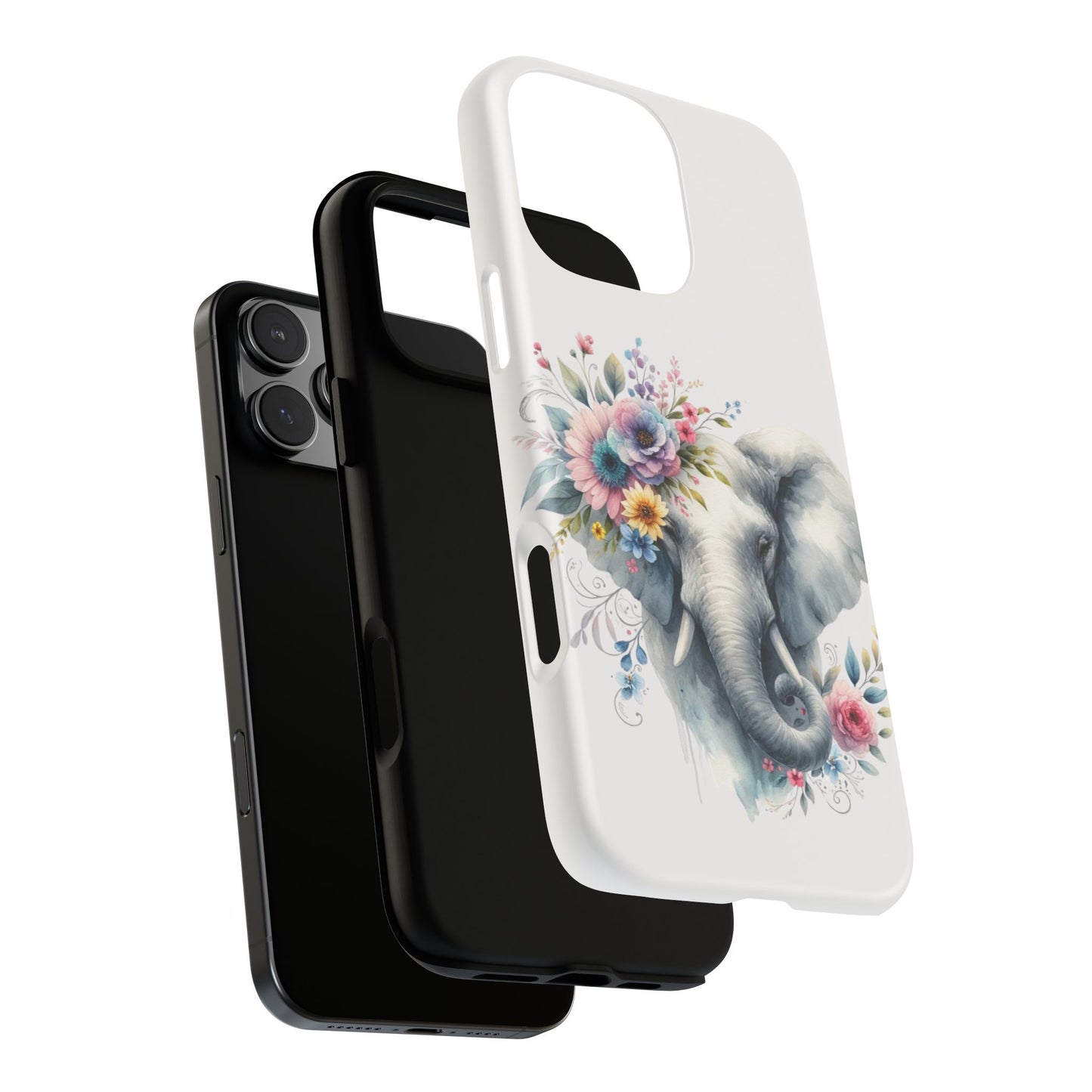 Floral Elephant Mobile Cover – Elegant Watercolor Art