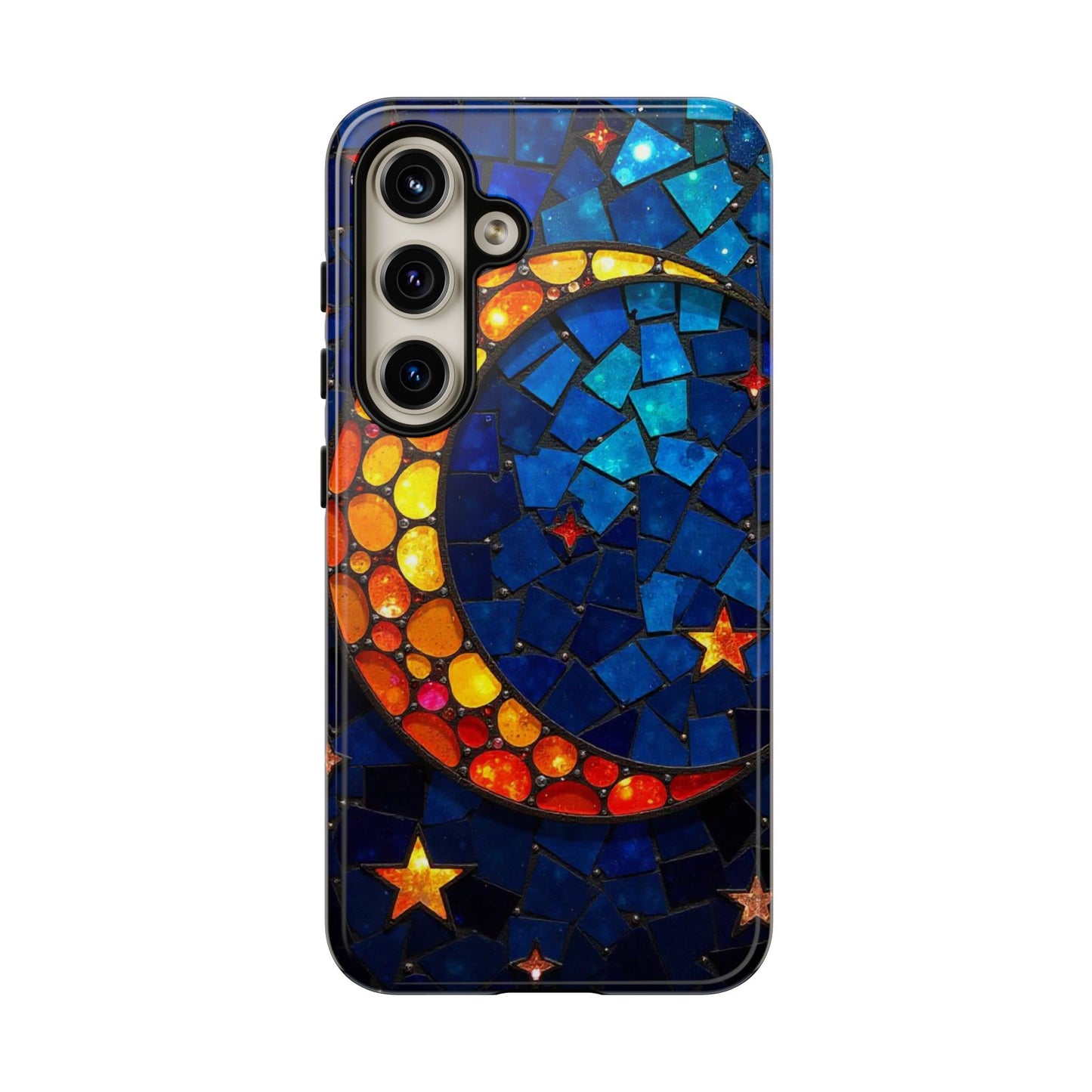 Lunar Glow: Vibrant Moon and Starry Night