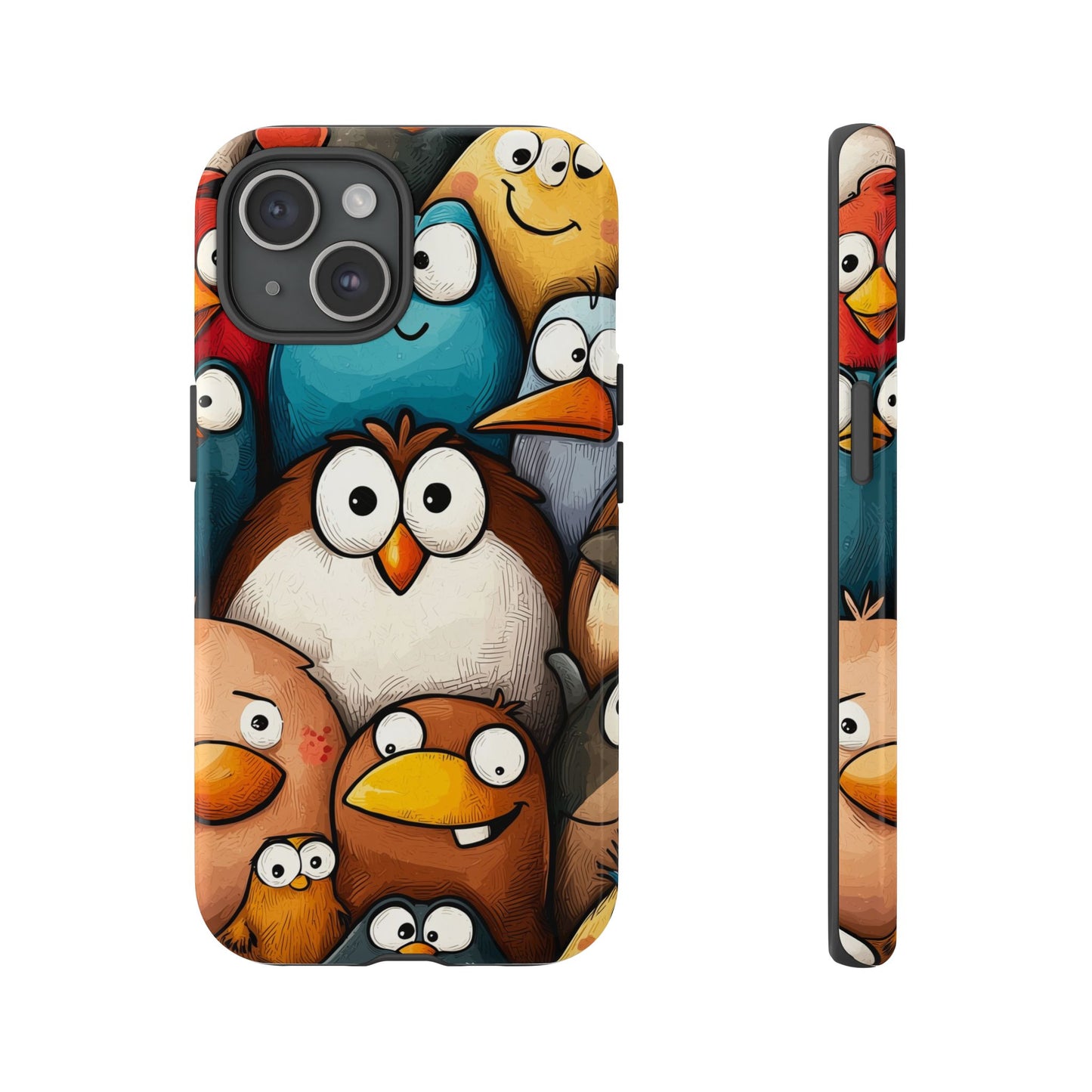 Quirky Bird Squad Anime Phone Case for iPhone, Samsung, Google Pixel