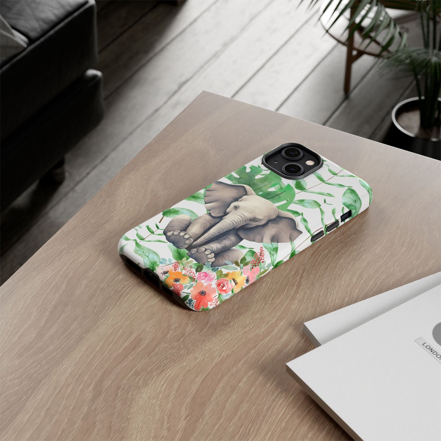 Cute Baby Elephant Mobile Cover – Floral & Tropical Aesthetic