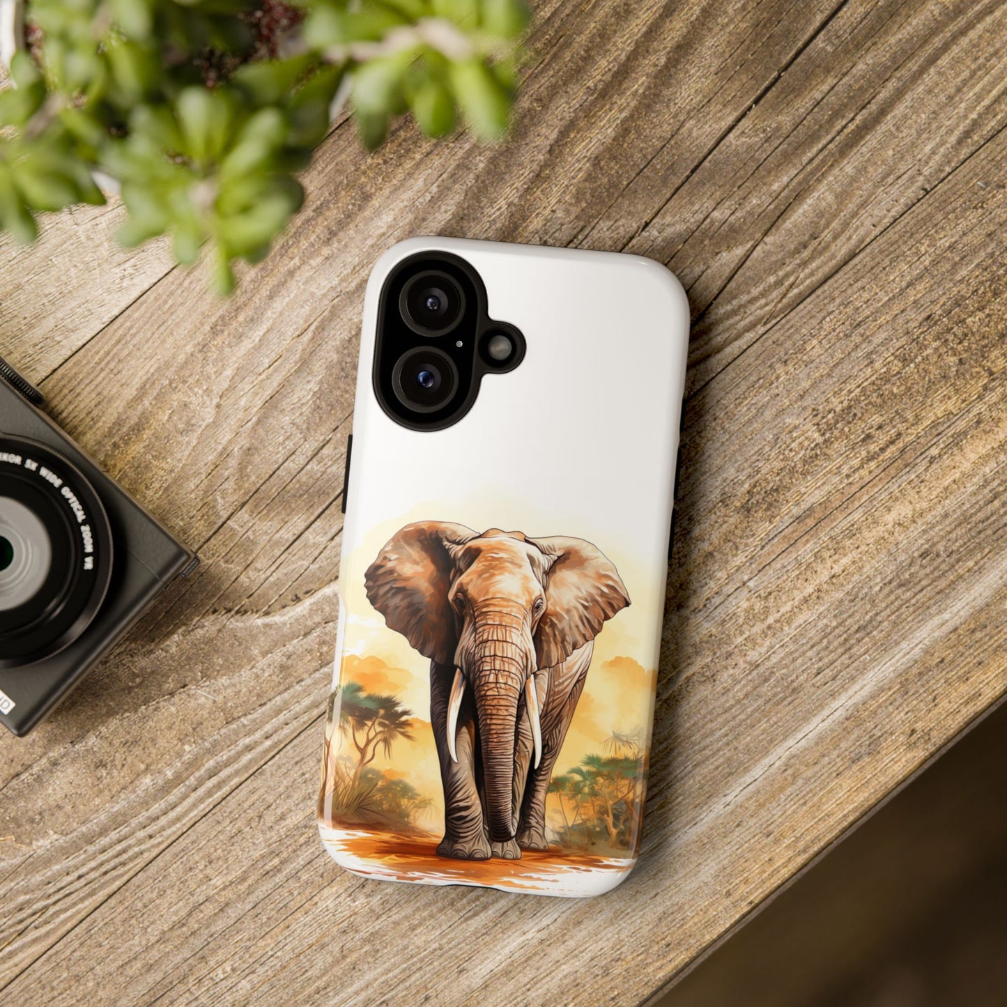 Safari Elephant Watercolor Mobile Cover – Majestic Wildlife Art