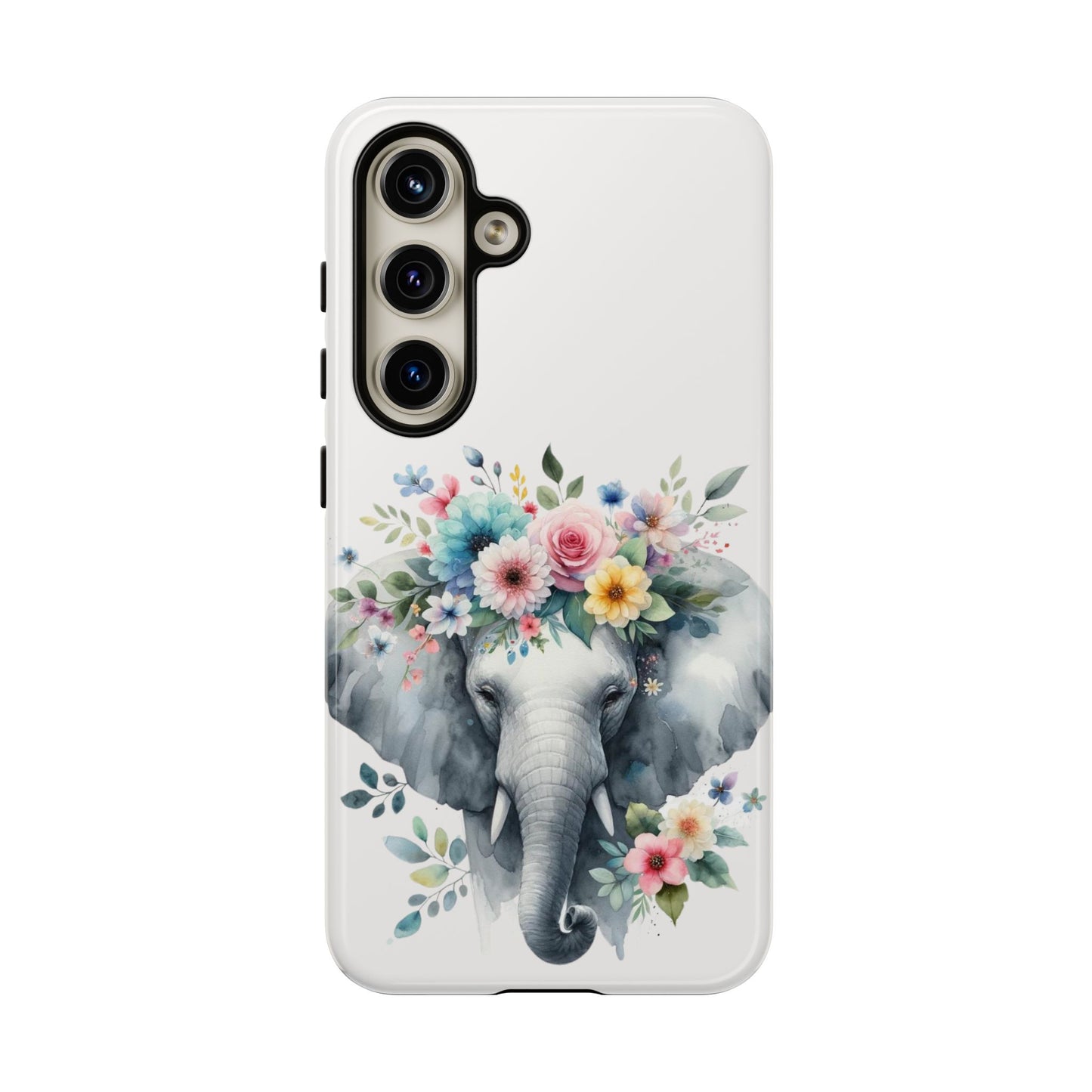 Floral Crown Elephant Mobile Cover – Elegant Watercolor Art