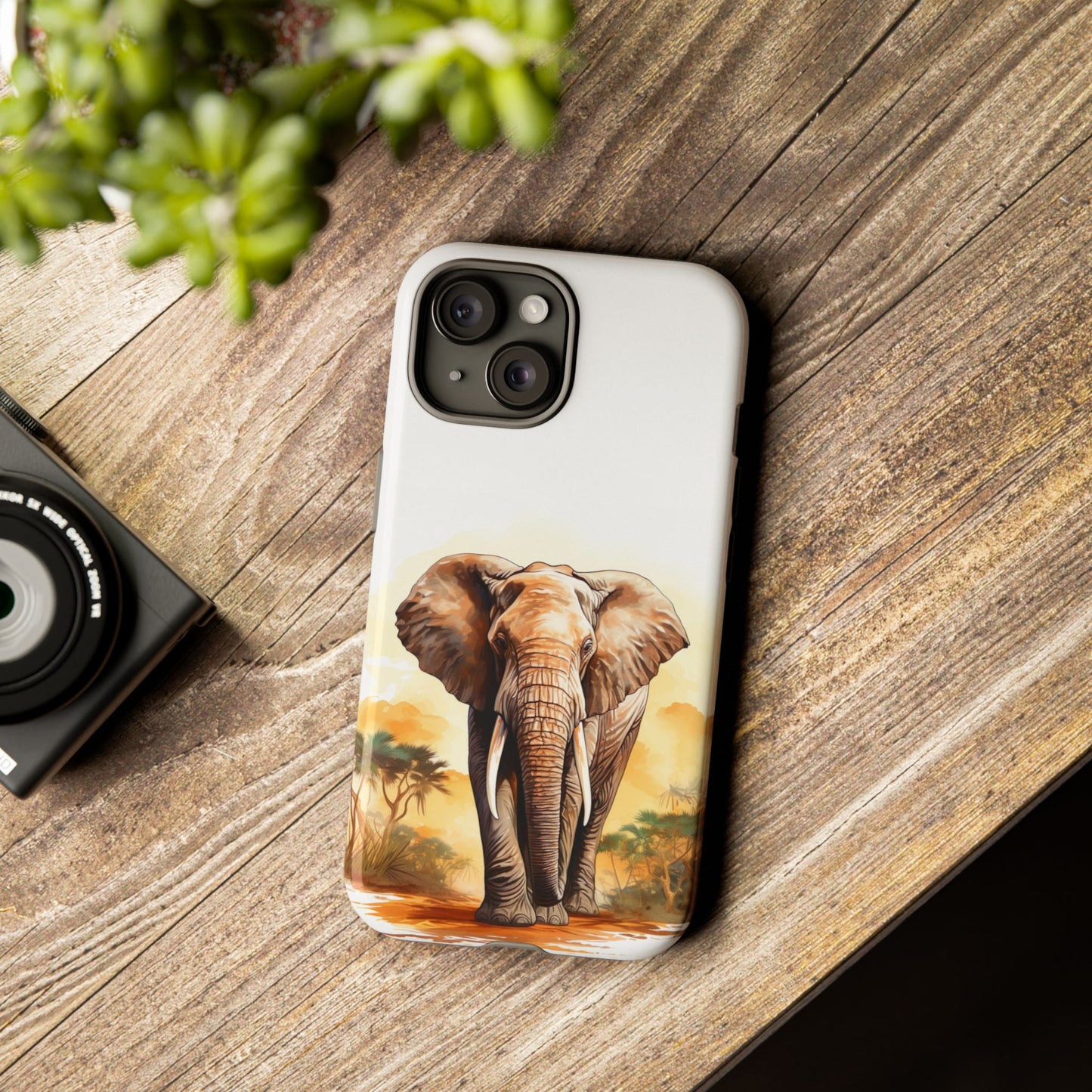 Safari Elephant Watercolor Mobile Cover – Majestic Wildlife Art