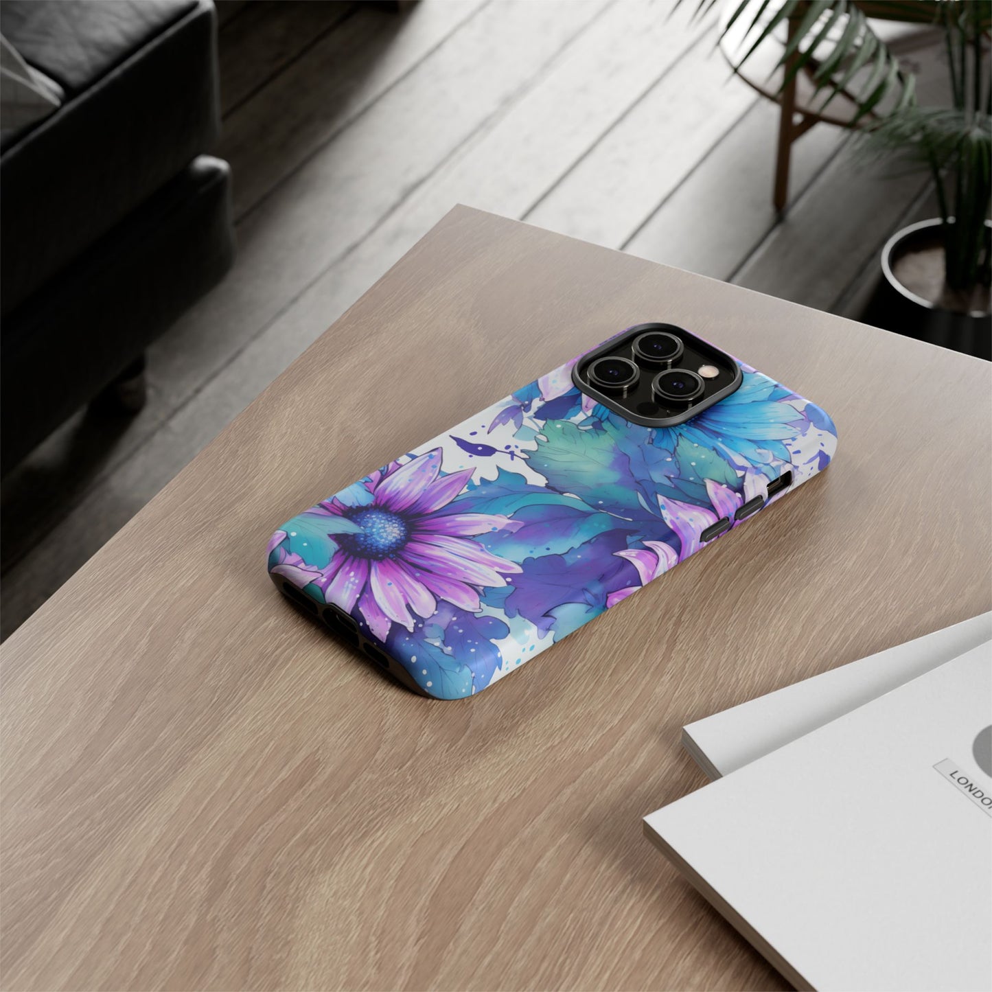 Dreamy Blue & Purple Floral Watercolor Mobile Case