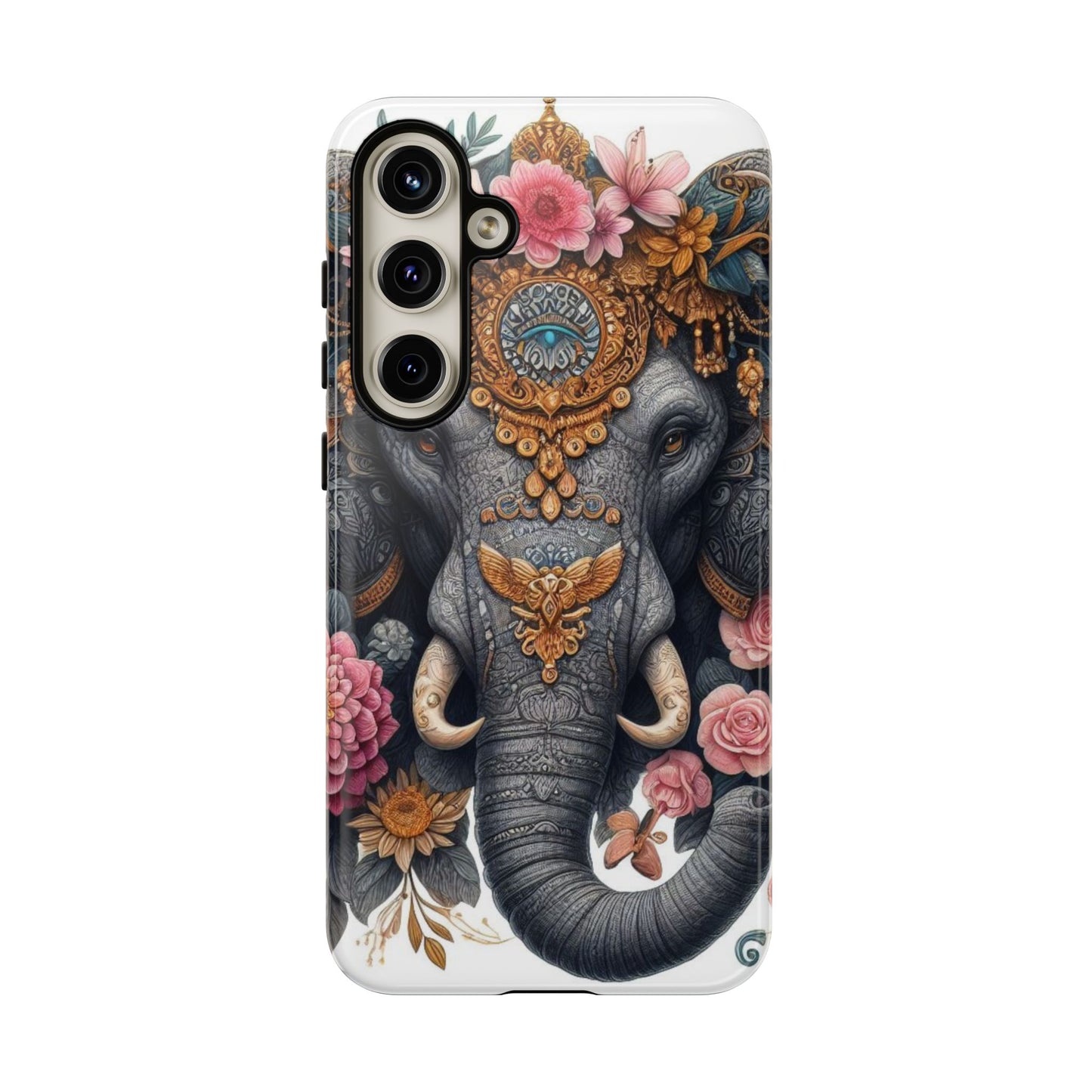 Golden Royal Elephant Mobile Cover – Luxurious Ornate Art
