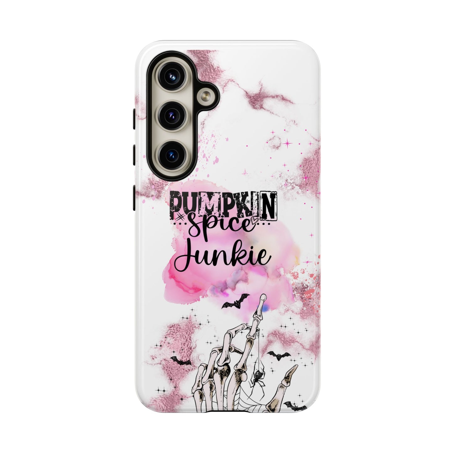 Pumpkin Spice Junkie Phone Case - Fall Aesthetic Cover for iPhone, Samsung & Google Pixel, Skeleton Hand Phone Case, Watercolor Phone Cover, Girly Phone Case