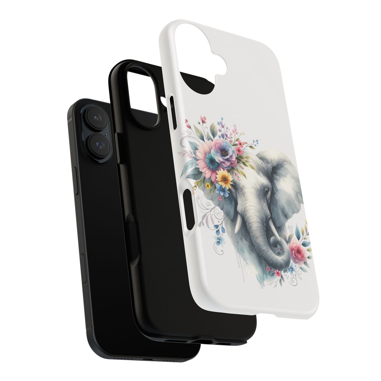 Floral Elephant Mobile Cover – Elegant Watercolor Art