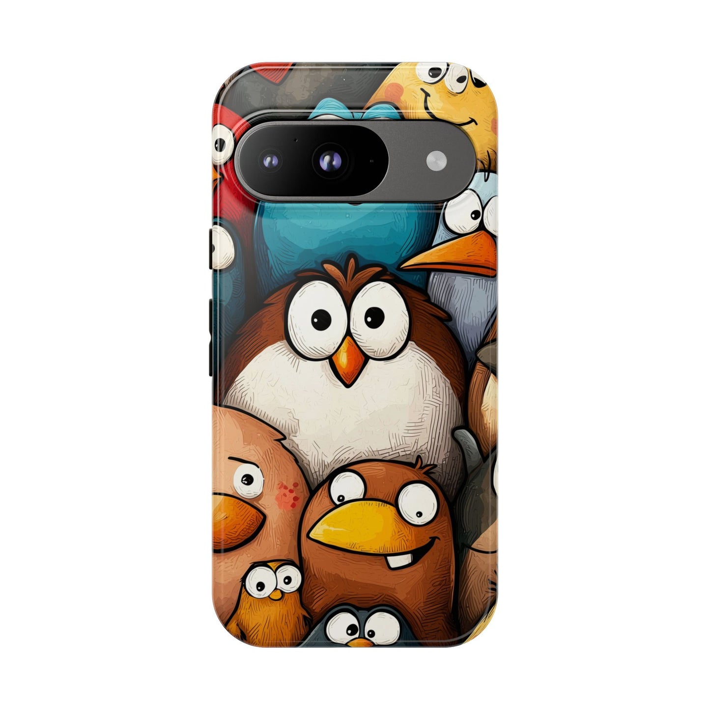 Quirky Bird Squad Anime Phone Case for iPhone, Samsung, Google Pixel