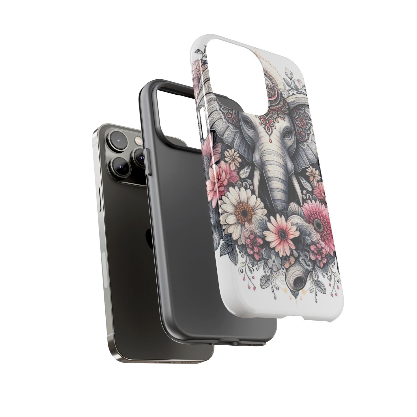 Royal Elephant Mandala Phone Case – Intricate Bohemian Floral Design