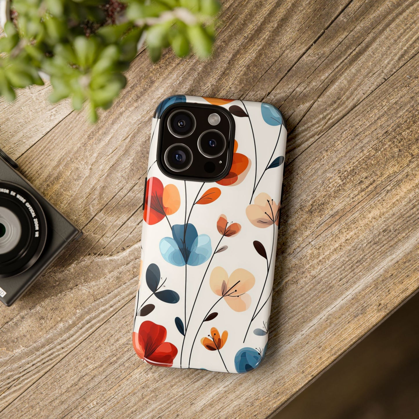Colorful Floral Phone Case for iPhone, Samsung & Pixel | Bold Modern Botanical Print | Protective Matte Finish
