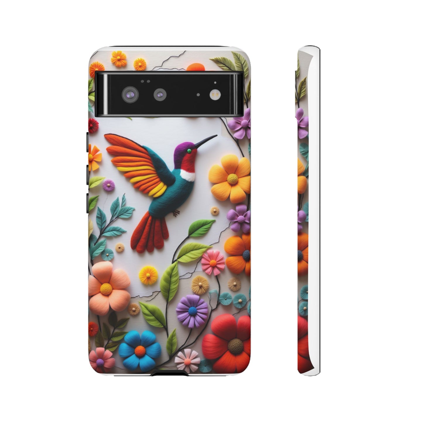 Embroidered Hummingbird with Floral Design | Nature's Elegant Stitch