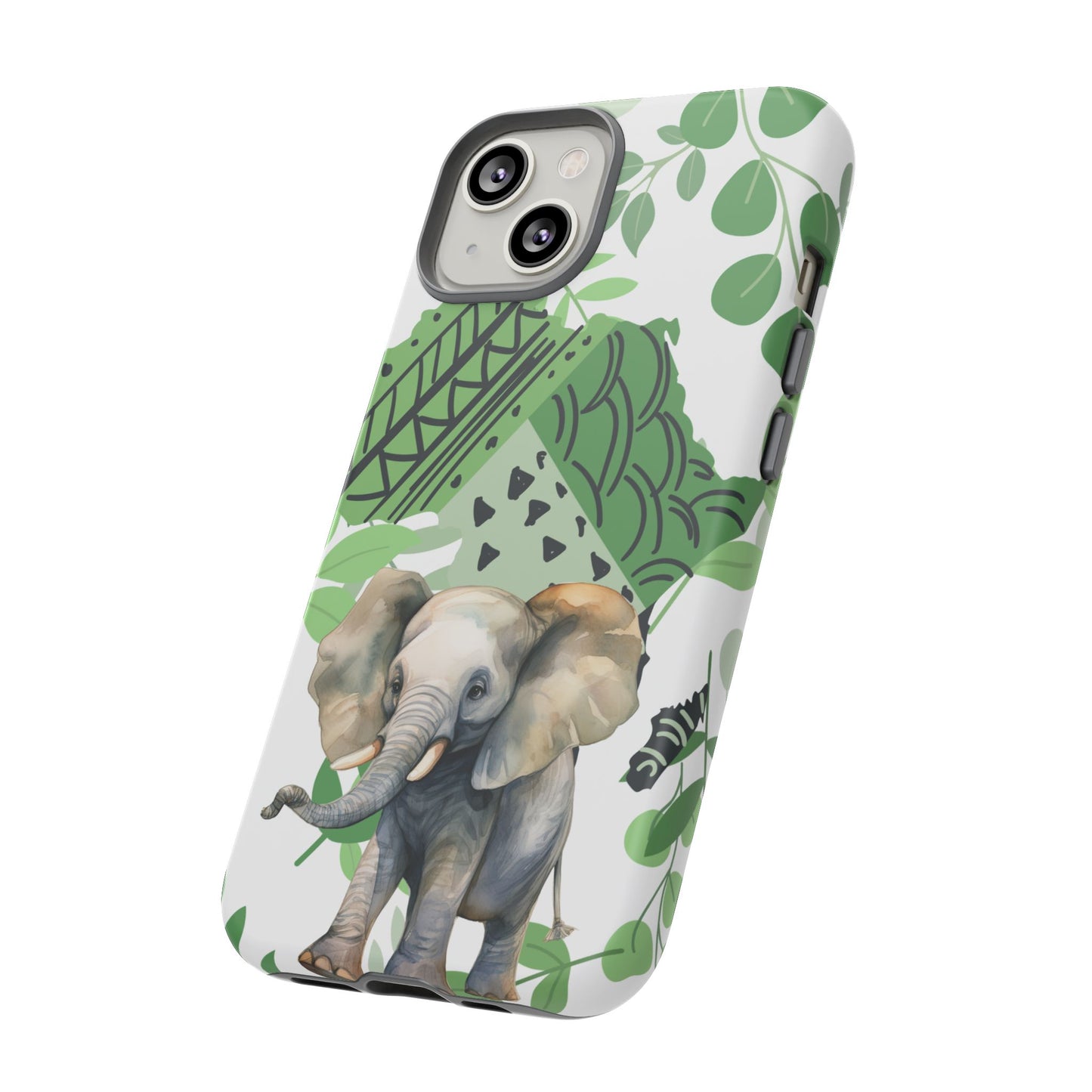 Playful Baby Elephant Mobile Cover – Tropical Boho Art