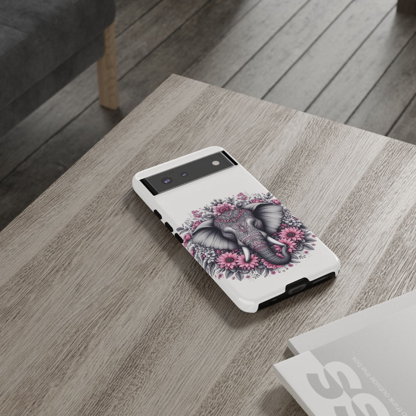 Intricate Floral Elephant Mobile Cover – Mandala-Inspired Boho Art