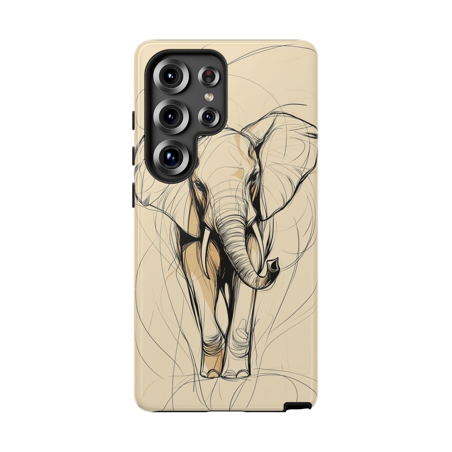 Majestic March: Dynamic Elephant Line Art Phone Case for iPhone, Samsung & Pixel
