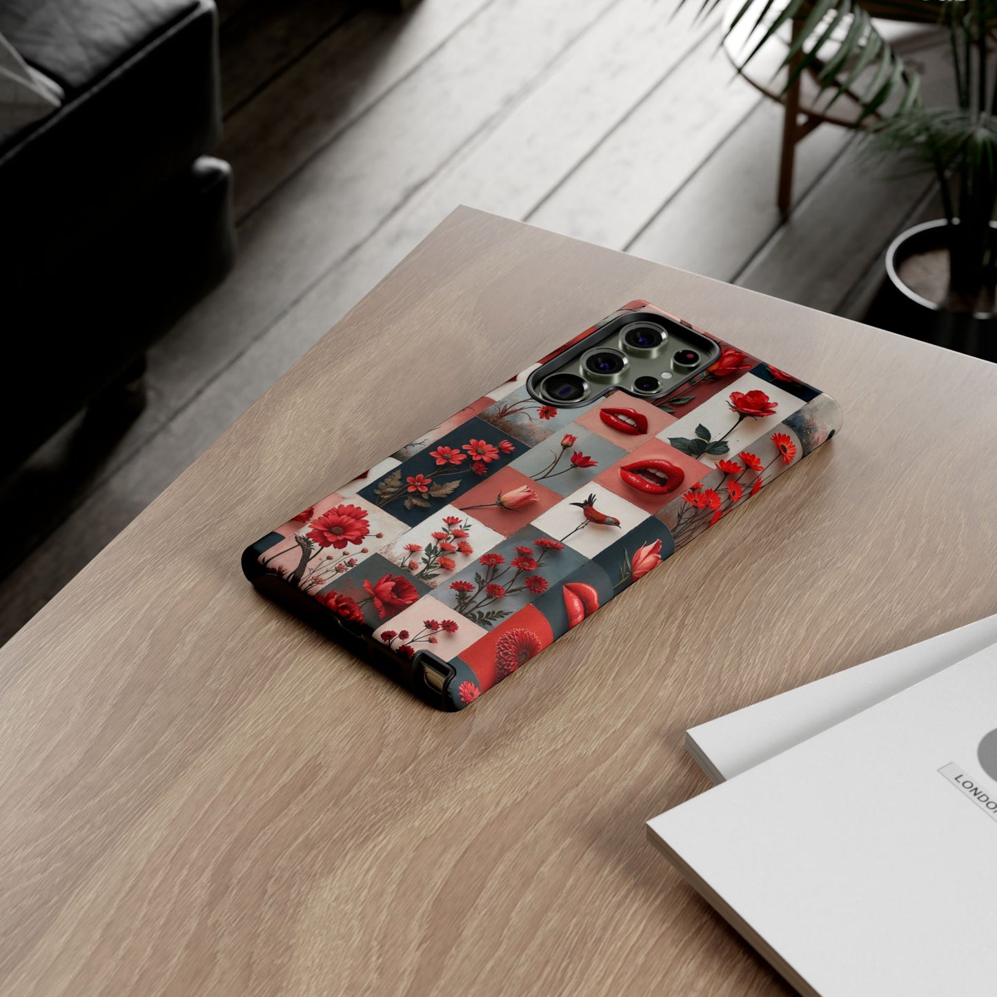 Red Flowers & Lips Collage Phone Case