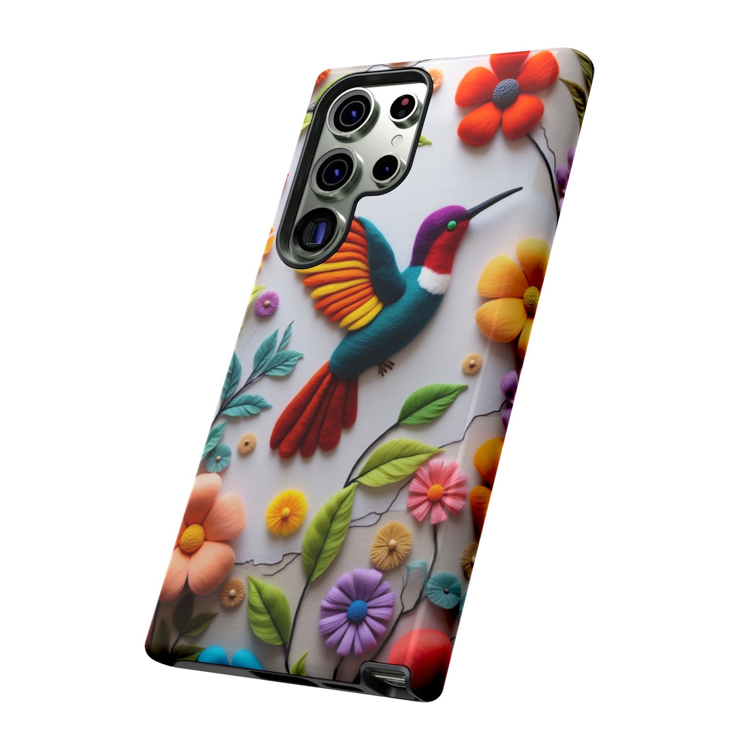 Embroidered Hummingbird with Floral Design | Nature's Elegant Stitch | iPhone 16 Pro