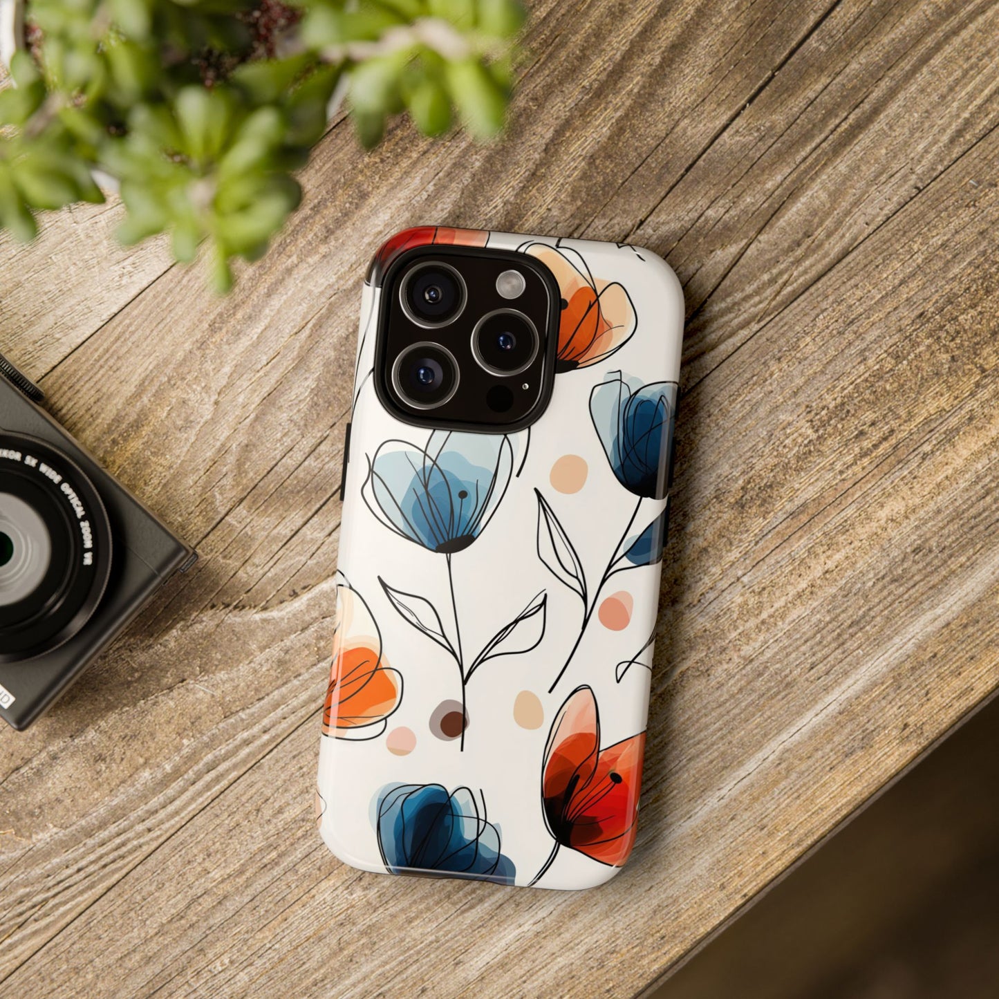 Minimal Floral Phone Case for iPhone, Samsung & Pixel | Watercolor Abstract Flower Print | Soft Matte Finish