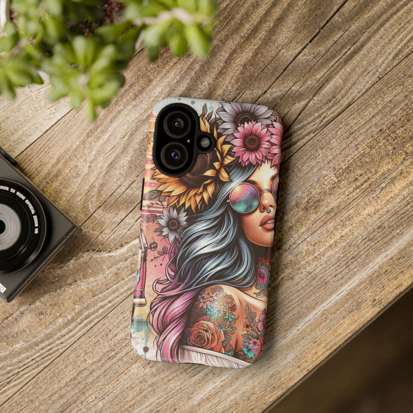 Retro Boho Wanderer – Sunflower Hippie Van Mobile Cover