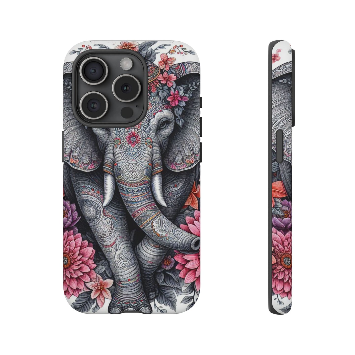 Bohemian Floral Elephant Mobile Cover – Intricate Mandala Art