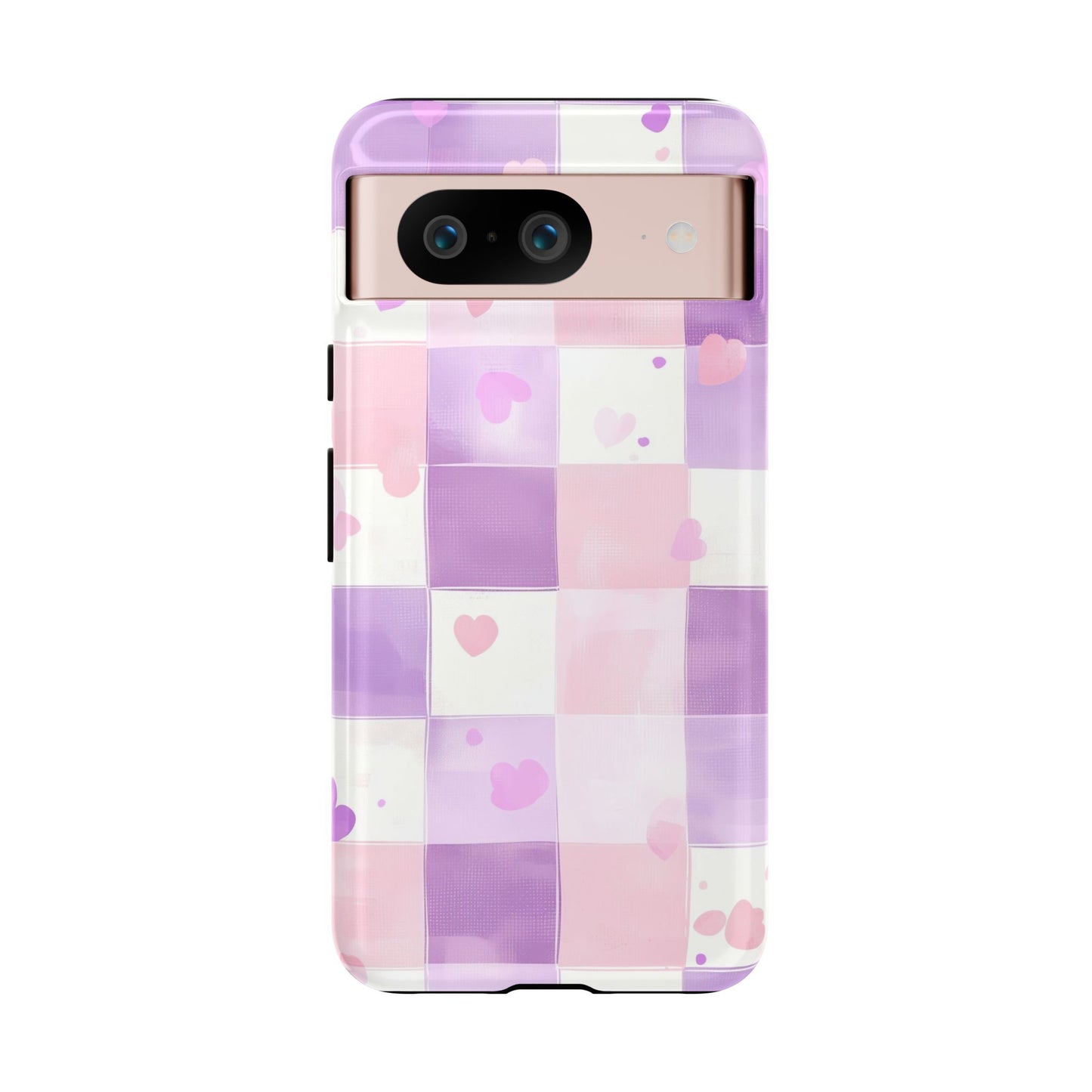 Kawaii Heart Gingham Phone Case for iPhone, Samsung, Google Pixel