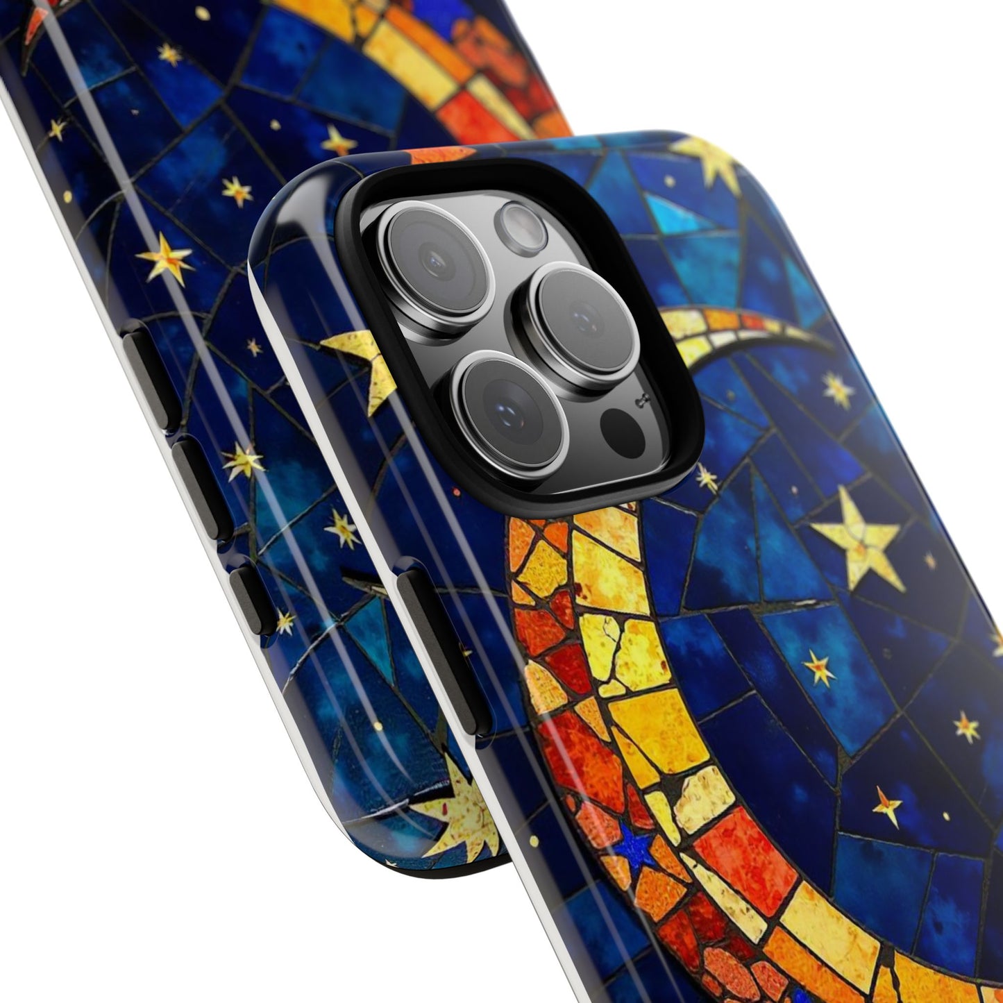 Celestial Crescent: Vibrant Moon and Stars Phone Case