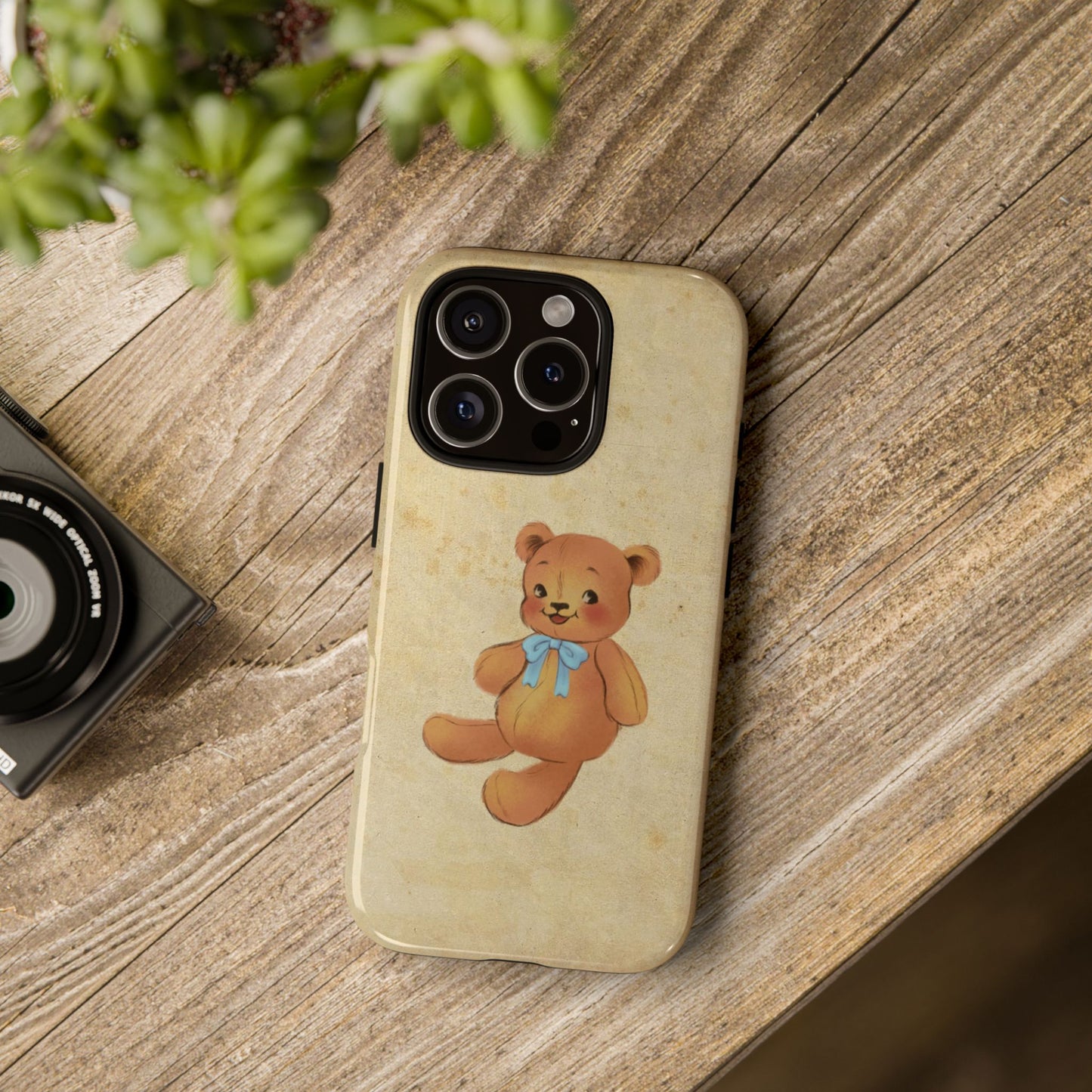 Vintage Teddy Bear Phone Case β Minimal Aesthetic, Soft Beige Retro Cover for iPhone, Samsung & Pixel