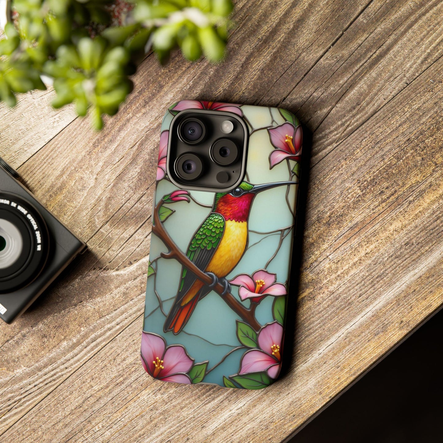 Elegant Hummingbird with Floral Mosaic | Artistic Nature Design