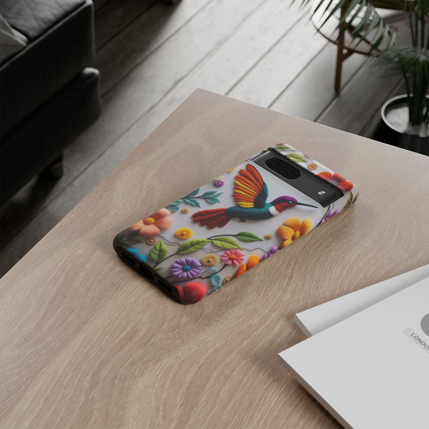 Embroidered Hummingbird with Floral Design | Nature's Elegant Stitch | iPhone 16 Pro