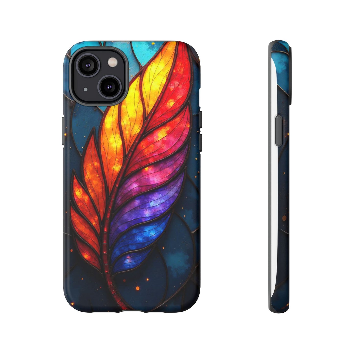 Vivid Feather: Stained Glass Abstract Art