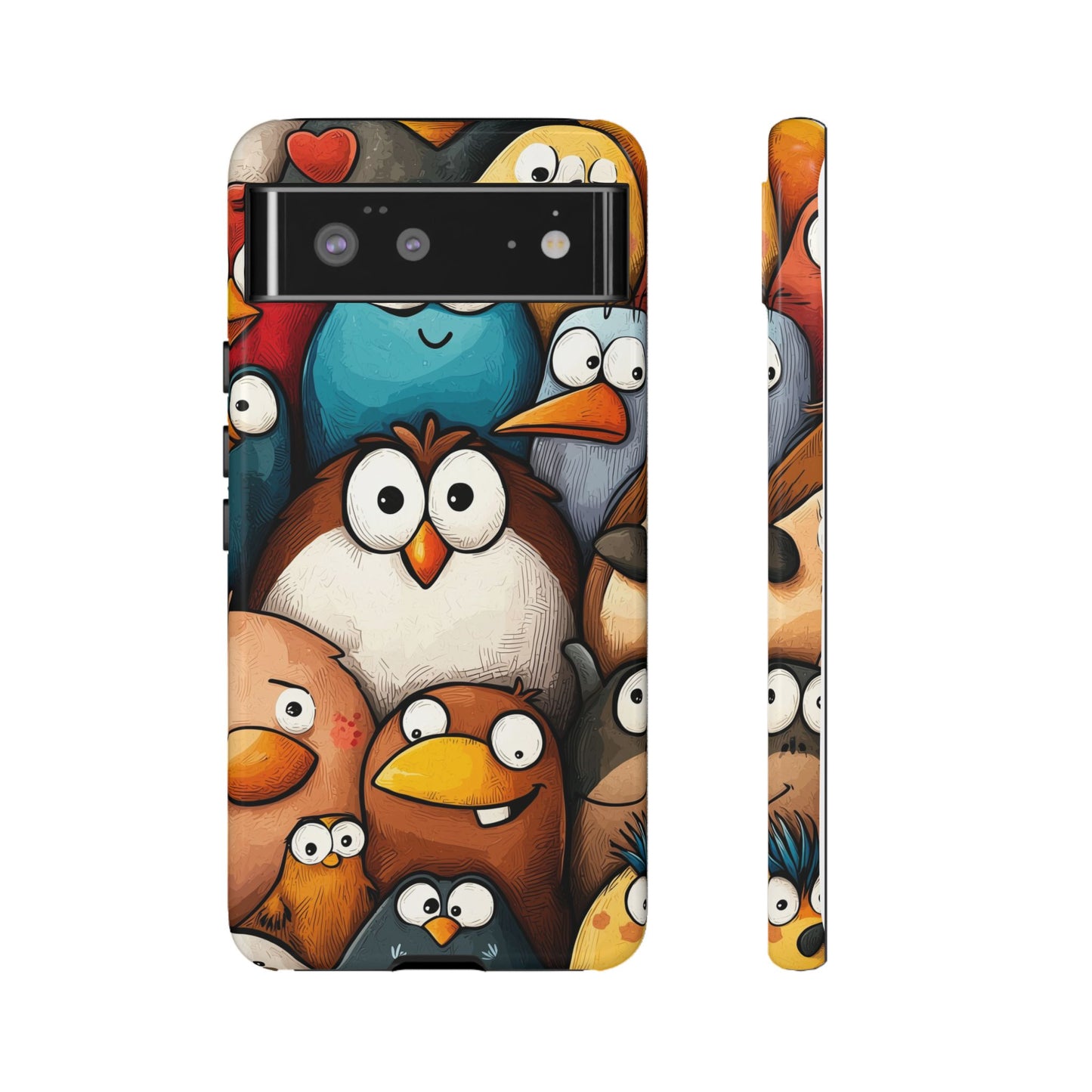 Quirky Bird Squad Anime Phone Case for iPhone, Samsung, Google Pixel