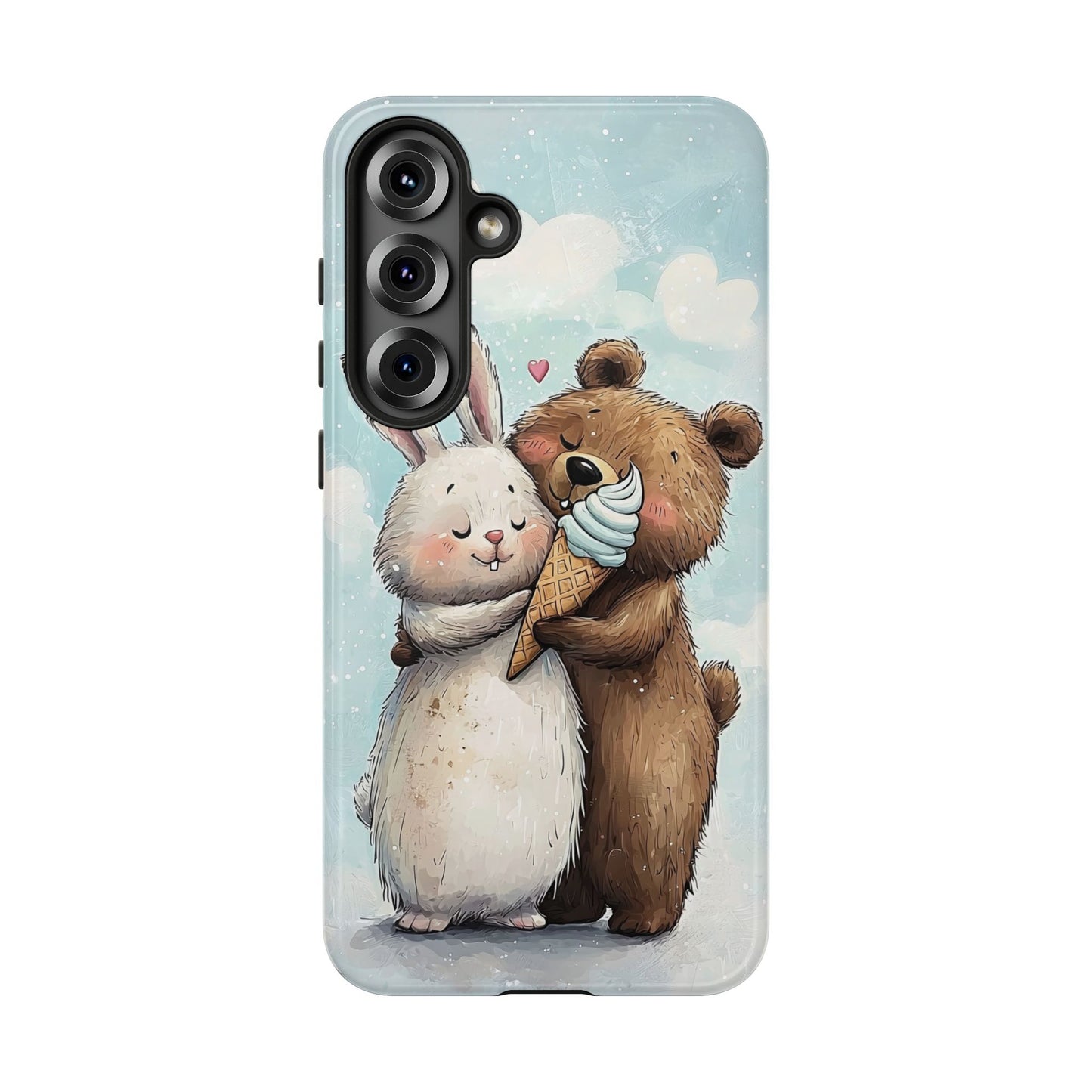 Cozy Bunny & Bear Ice Cream Love - Cute Anime Phone Case for iPhone, Samsung, Google Pixel