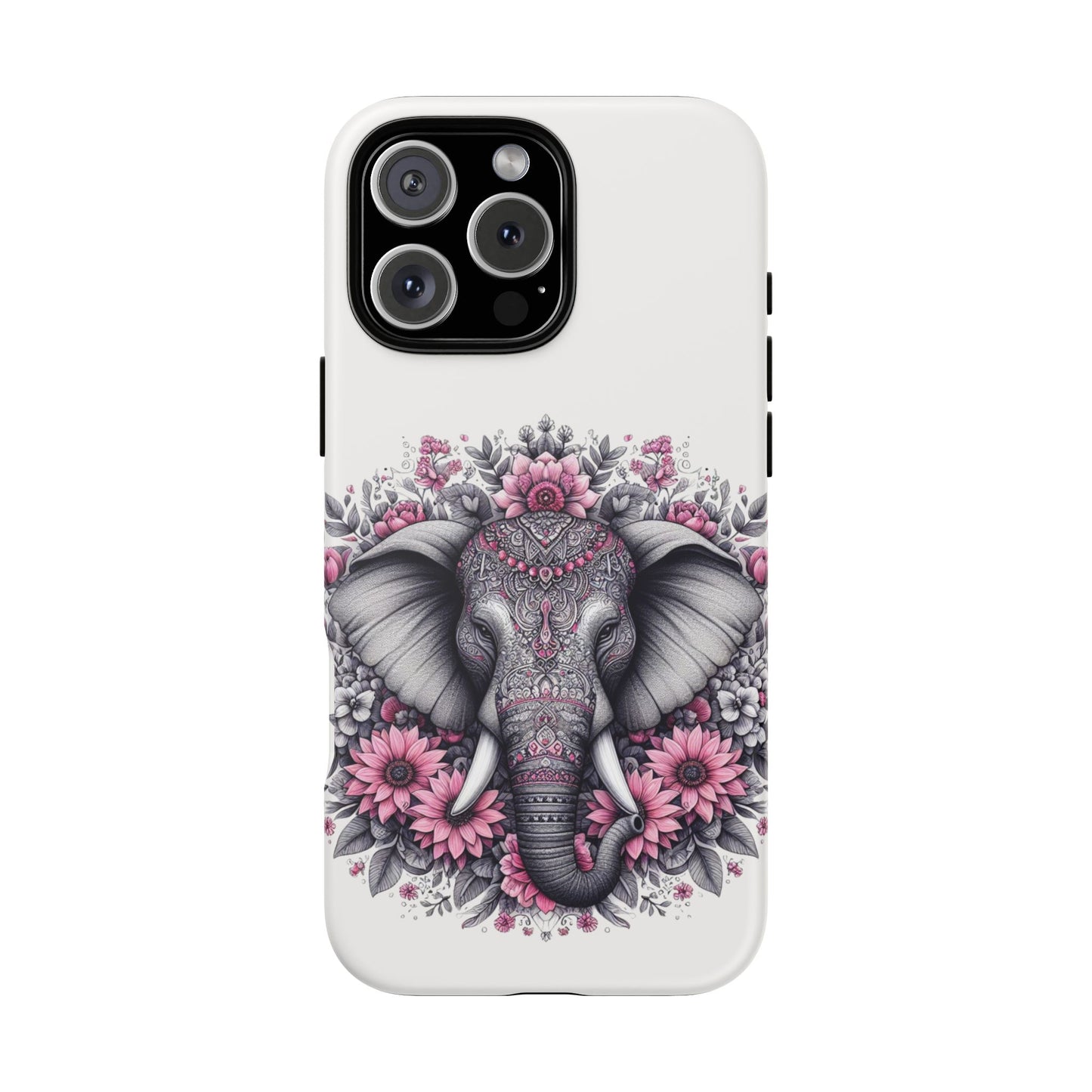 Intricate Floral Elephant Mobile Cover – Mandala-Inspired Boho Art
