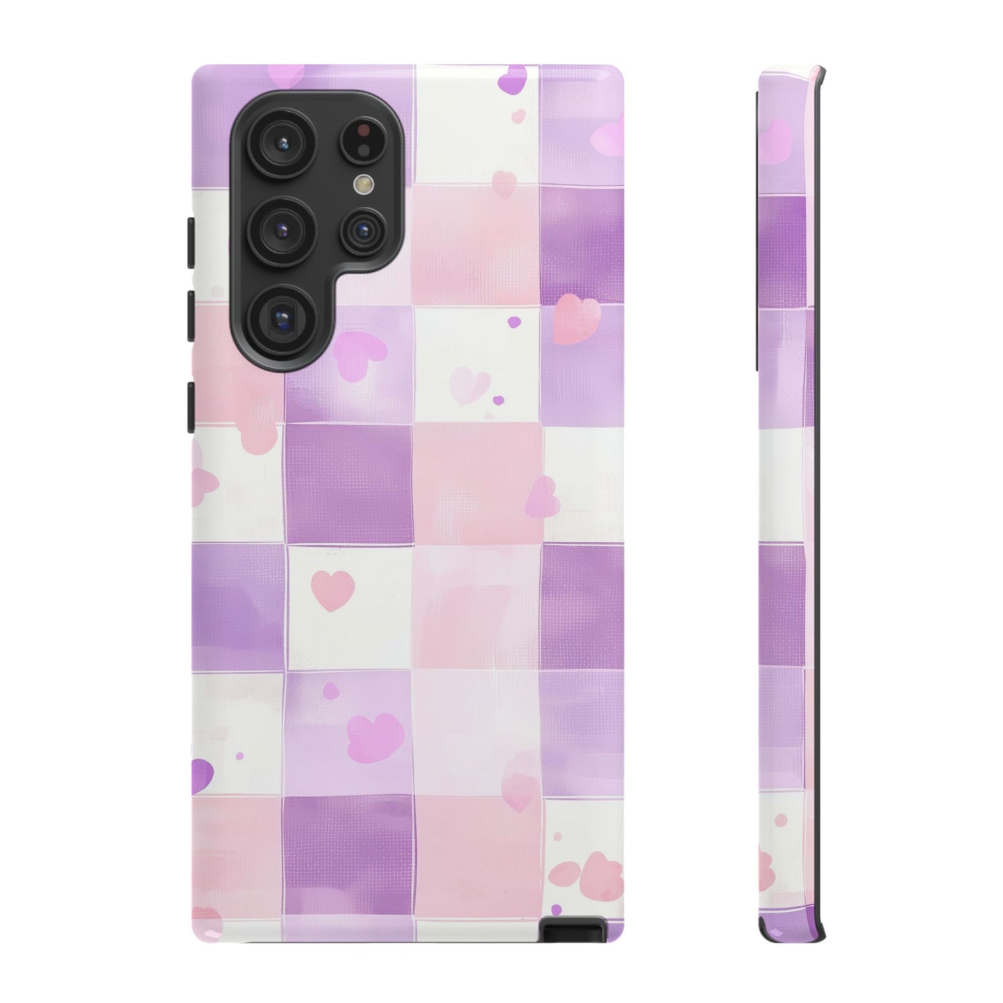 Kawaii Heart Gingham Phone Case for iPhone, Samsung, Google Pixel
