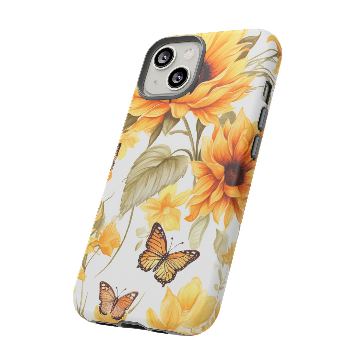 Golden Sunflower & Butterfly Phone Case – Warm & Elegant