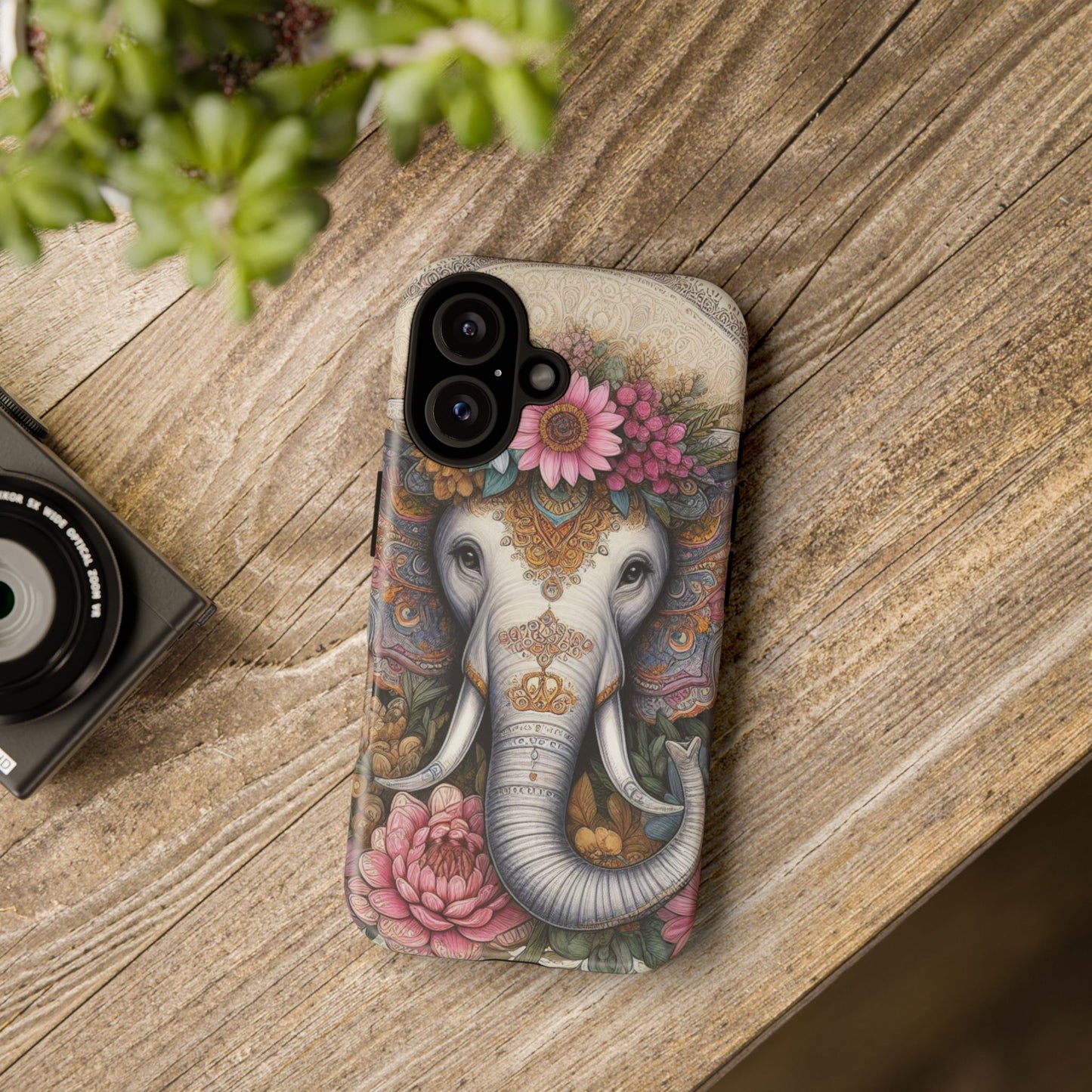 Elegant Floral Elephant Mobile Cover – Royal Mandala Art
